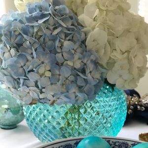 🔺EUC Round Glass Turquoise Vase